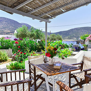 Veranda with sea view at Sifnos studios